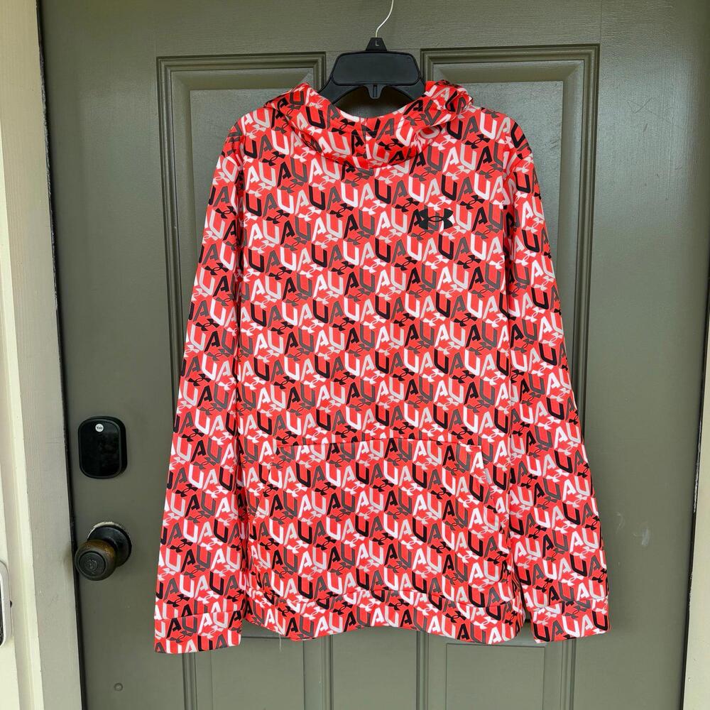 Under Armour Boys Armour Fleece All-Over Script Logo Hoodie YXL